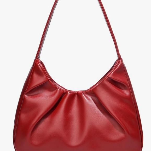 Red Underarm Shoulder Bag Crescent Shape - Picture 1 of 6